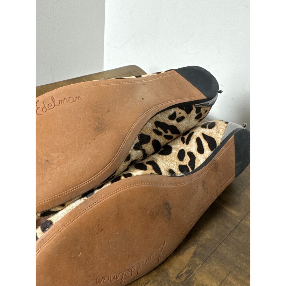 Sam Edelman Women’s 8.5 Leopard Calf Hair Ballet Flats Studded Animal Print - Picture 11 of 11